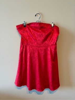 Altar'd State Strapless Jacquard Red Dress